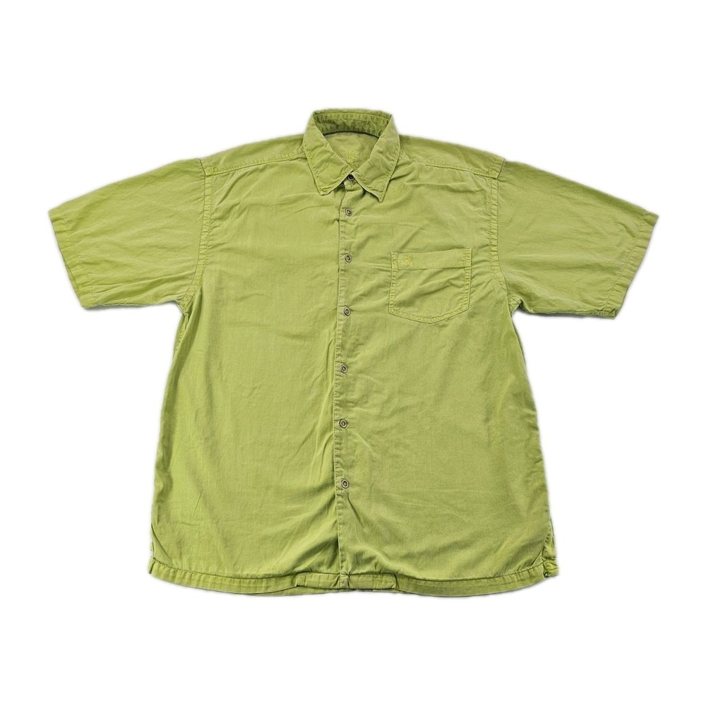 TOMMY BAHAMA Men's TB18 Golf Medium Button Up Lime Green Casual Shirt Palm Trees